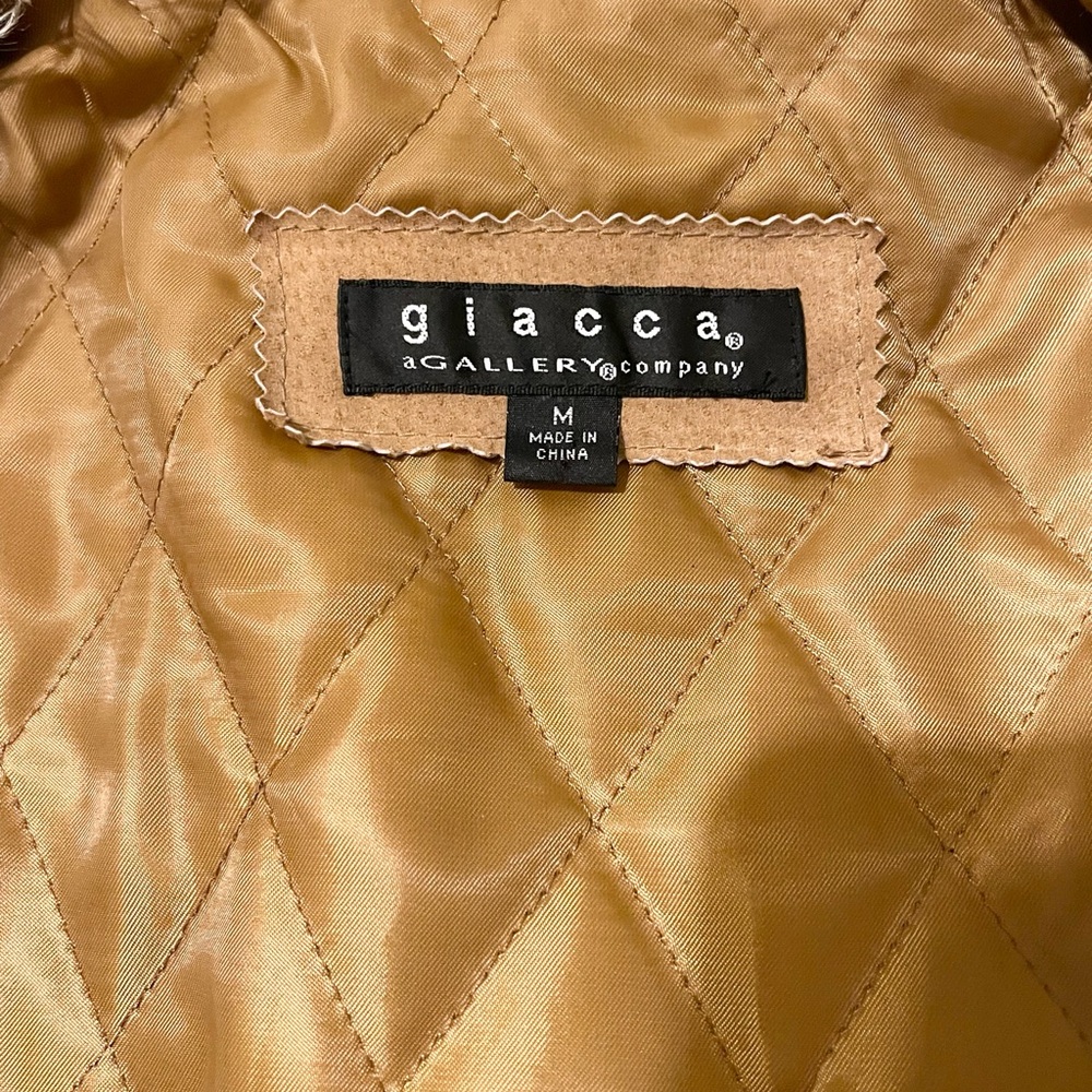 Vintage Penny Lane Leather Coat Faux Fur Giacca M - Picture 9 of 11